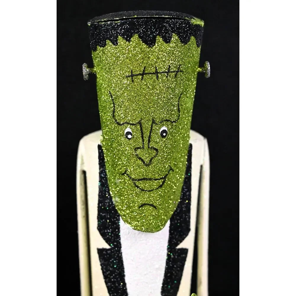 Retired Pier 1 Imports Metal Glitter Frankenstein & Skeleton Bride